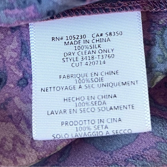 Joie purple floral 100% silk 3/4 sleeve button front top blouse size XS - Picture 13 of 13